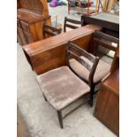 A RETRO TEAK DROP-LEAF DINING TABLE AND FOUR UNRELATED CHAIRS