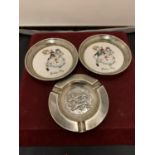 THREE SMALL SILVER PLATED COLLECTABLE DISHES