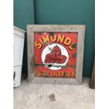 A WOODEN FRAMED VINTAGE ENAMEL 'SIMONDS' SIGN