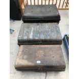 THREE VINTAGE METAL TOOL CHESTS