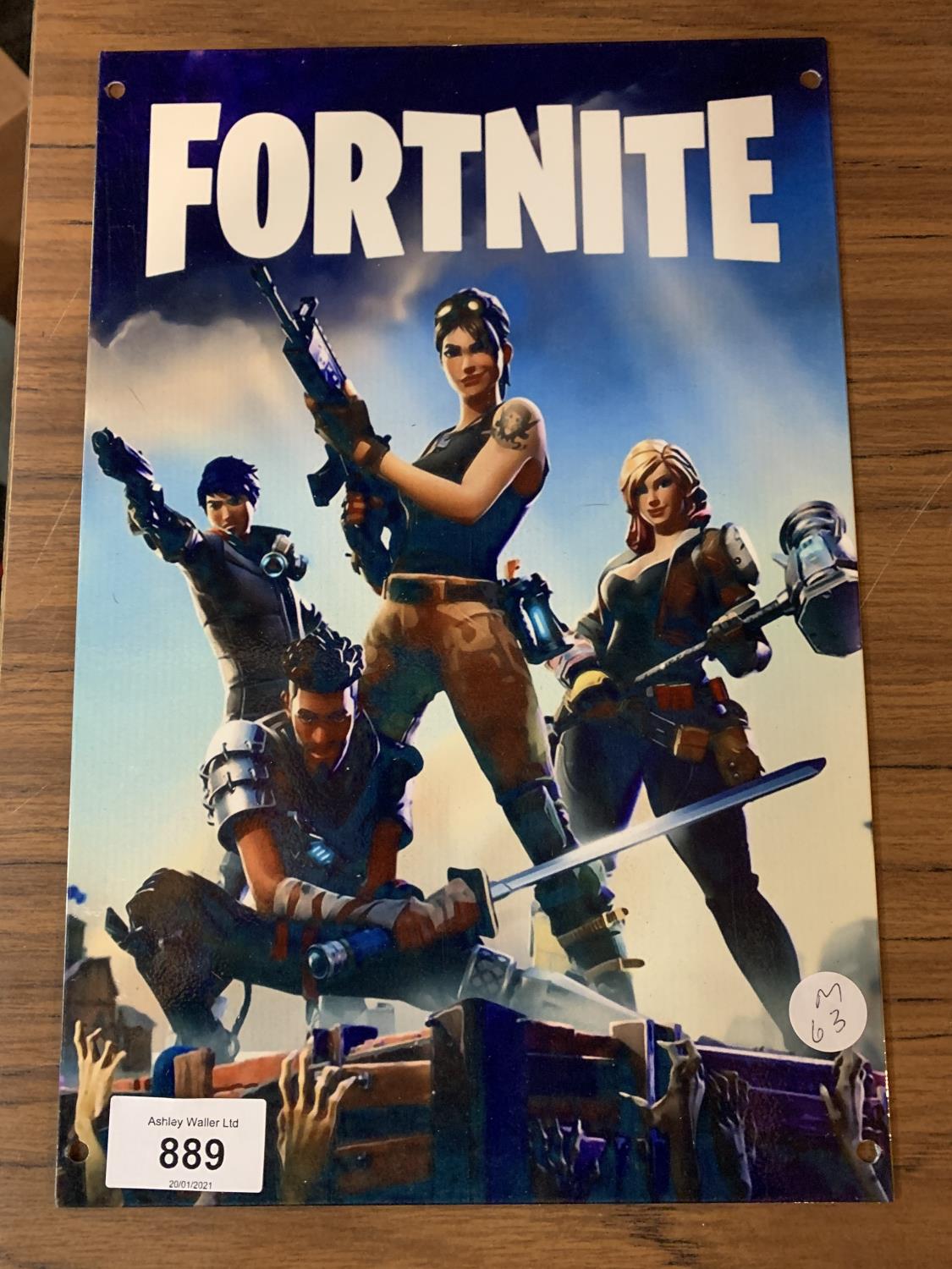 A METAL MAN CAVE 'FORTNITE' SIGN