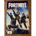 A METAL MAN CAVE 'FORTNITE' SIGN