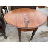 A VICTORIAN MAHOGANY DROP-LEAF TABLE