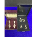 THREE PAIRS OF SILVER EARRINGS MARKED 925 WITH PRESENTATION BOXES