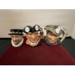 THREE SMALL ROYAL DOULTON CHARACTER JUGS: 'THE POACHER' D6464, 'BEEFEATER' D8233, 'NIGHT WATCHMAN'