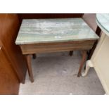 A MARBLE TOPPED OCCASIONAL TABLE WITH LIFT-UP LID