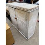 A VICTORIAN PINE SCHOOL TYPE CUPBOARD, 50x48x18"