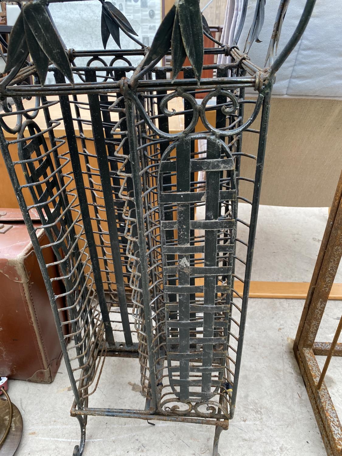 A VINTAGE KITCHEN STOOL WITH STEPS AND A VINTAGE METAL CD RACK - Image 3 of 5