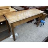 A BURR WALNUT AND CROSSBANDED CONSOLE TABLE, 51" WIDE