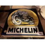 A GARAGE/MAN CAVE METAL 'MICHELIN' SIGN APPROXIMATELY 30CM X 30CM