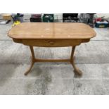AN ERCOL STYLE ELM CONSOLE TABLE, 44" WIDE