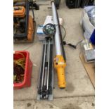 AN ASSORTMENT OF ITEMS TO INCLUDE AN INDUSTRIAL WORK LIGHT, A TILE CUTTER AND A MULTIPURPOSE TORCH