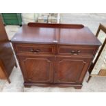 A MAHOGANY AND INLAID SMALL SIDEBOARD, 36" WIDE