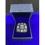 A LARGE RECTANGLULAR ART DECO STYLE DRESS RING SIZE L WEIGHT 11.21 GRAMS