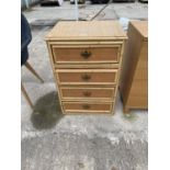 A MODERN BAMBOO FRAME FOUR DRAWER CHEST