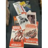 AN ASSORTMENT OF SPEEDWAY CHAMPIONSHIP MAGAZINES AND A NORMAN WISDOM AUTOGRAPH ON A GOLF SCORE CARD