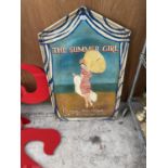 A LARGE VINTAGE 'SUMMER GIRL' ADVERTISING FAIR BANK LAKE SIGN (H:97CM)