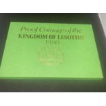 A KINGDOM OF LESOTHO 1980 8 COIN PROOF SET , 1 SENTE ? 10 MALOTI . CASED ENVELOPE , ROYAL MINT.