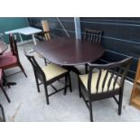A STAG MINSTREL EXTENDING DINING TABLE AND FOUR CHAIRS