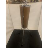 A RETRO 'IANTHE' CHROME FREE STANDING ASH TRAY ON TRIPOD LEGS