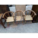 THREE VINTAGE INFANT'S CHAIRS WITH ROUNDED BACKS
