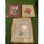 A TRIO OF FRAMED FLOWER PRINTS