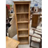 A MODERN OAK FIVE TIER OPEN BOOKCASE, 23" WIDE