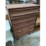 A RETRO TEAK CHEST OF SEVEN DRAWERS, 32" WIDE