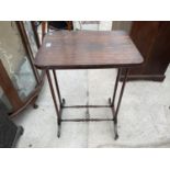 A VICTORIAN ROSEWOOD OCCASIONAL TABLE (ONE FOOT MISSING)