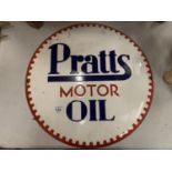A CIRCULAR ENAMEL SIGN 'PRATTS MOTOR OIL'