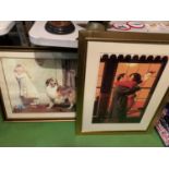 TWO LARGE GILT FRAMED DECORATIVE PRINTS TO INCLUDE A JACK VETTRIONO