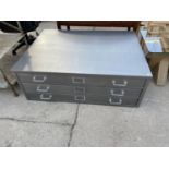 A METALWARE JUMBO THREE DRAWER PLAN CHEST