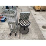 A LOFT LADDER, STOOL AND SCAFFOLD PLATES