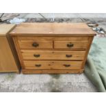 A STRIPPED PINE CHEST OF TWO SHORT AND TWO LONG DRAWERS, 41" WIDE