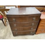 A MID 20TH CENTURY OAK CHEST OF FOUR DRAWERS, 30" WIDE