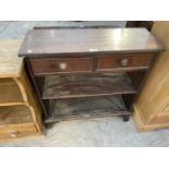 AN INLAID MAHOGANY HALL CABINET WITH TWO DRAWERS