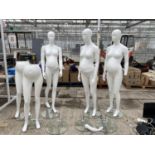 THREE MANNEQUINS, TWO PART MANNEQUINS AND THREE STANDS