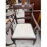 A 19TH CENTURY MAHOGANY ELBOW CHAIR