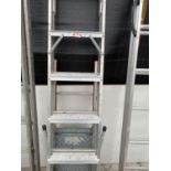 A SET OF ALUMINIUM STEP LADDERS AND A FURTHER LADDER/PLATFORM