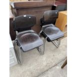 A SET OF SIX RETRO FILITO DINING CHAIRS ON TUBULAR CHROME BASES