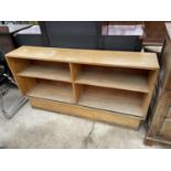 AN OPEN OAK BOOKCASE, 60" WIDE