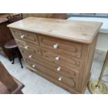 A MODERN PINE CHEST OF FOUR SHORT AND TWO LONG DRAWERS, 48" WIDE