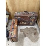 TWO VINTAGE LEATHER TRAVEL CASES