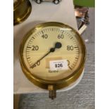 A LARGE BRASS PRESSURE GAUGE