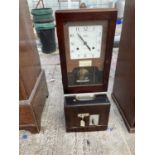 A NATIONAL TIME RECORDER CO LTD MAHOGANY CASED CLOCKING IN CLOCK