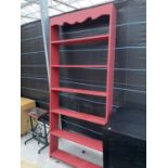 A PAINTED SIX TIER OPEN BOOKCASE