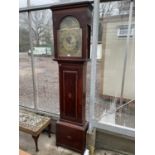 A 19TH CENTURY MAHOGANY AND CROSSBANDED EIGHT DAY LONGCASE CLOCK WITH BRASS DIAL (THOMAS LIGHTON,