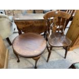 A PINE DINING CHAIR AND A MAHOGANY OCCASIONAL TABLE