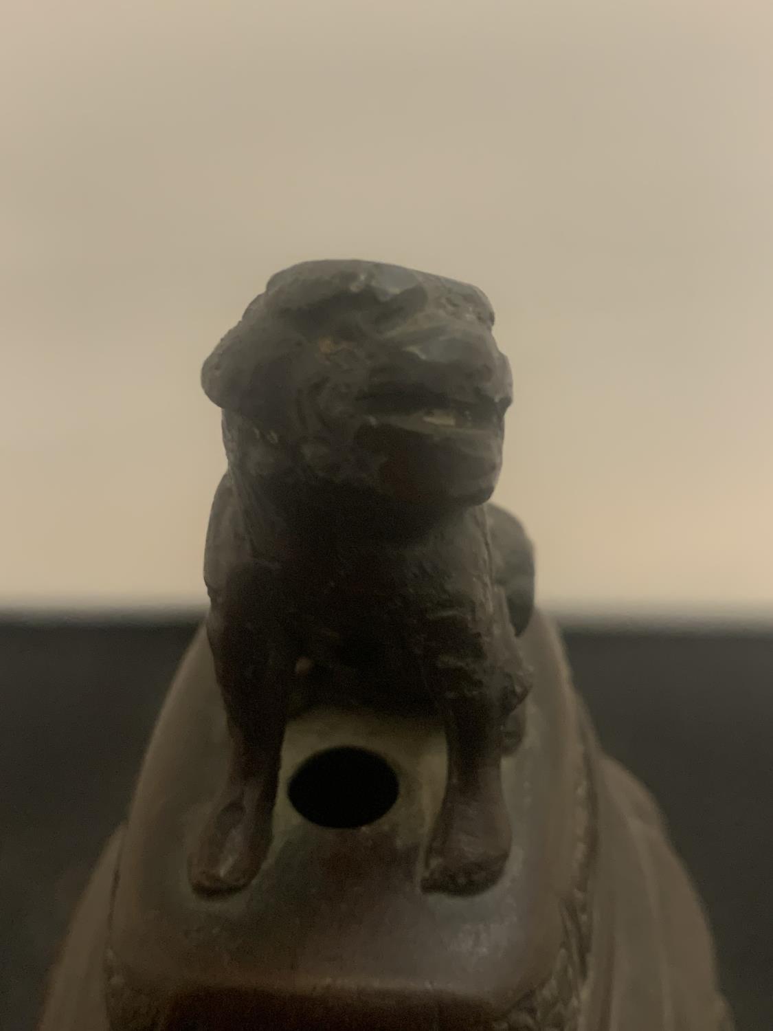 AN EARLY BRONZE BURNER WITH A FIGURE OF A DOG ON THE LID - Image 4 of 6