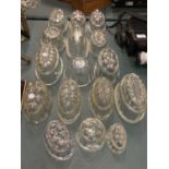 SIXTEEN ASSORTED GLASS JELLY/BLANCMANGE MOLDS